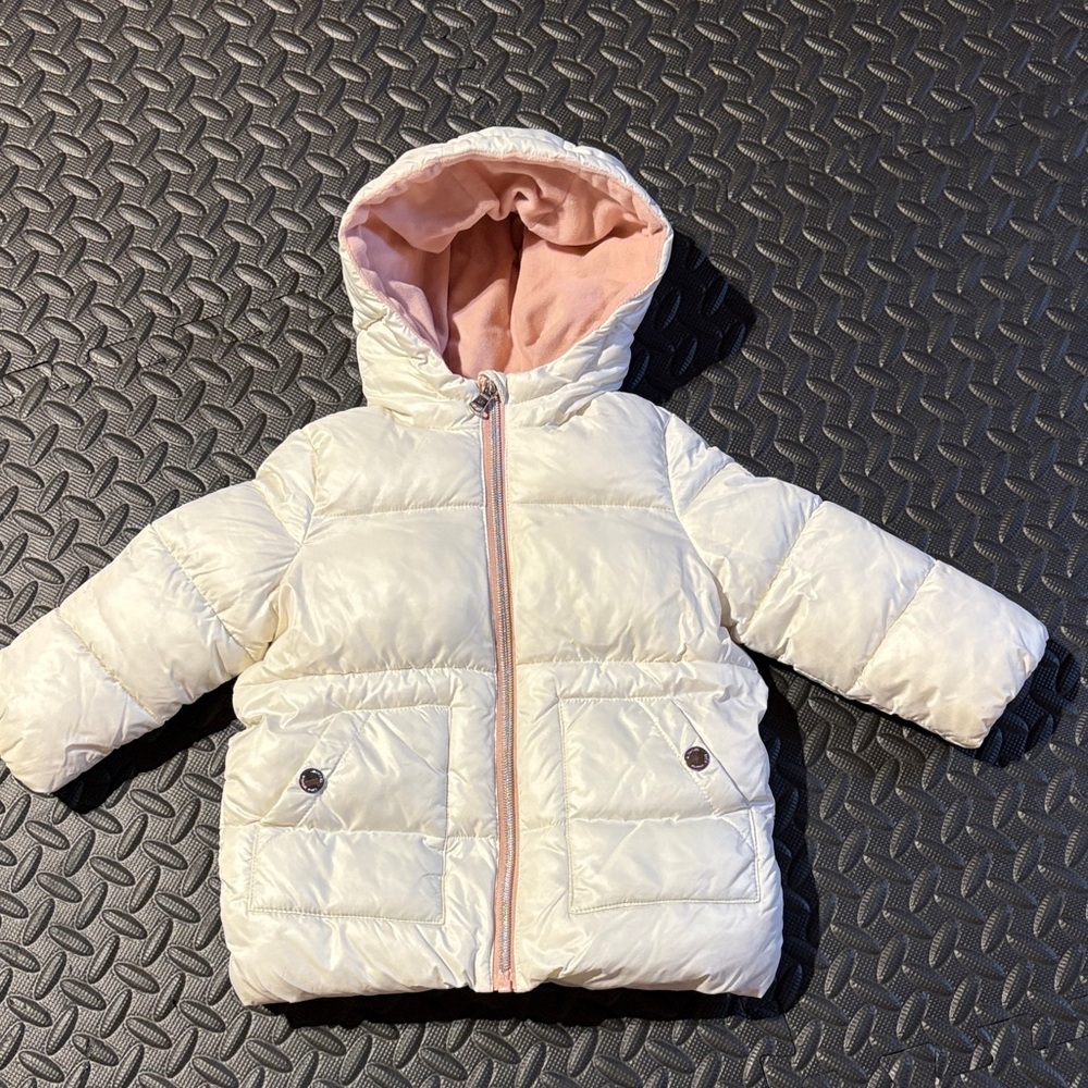 MICHAEL Michael Kors White and Pink Kids Puffer Jacket